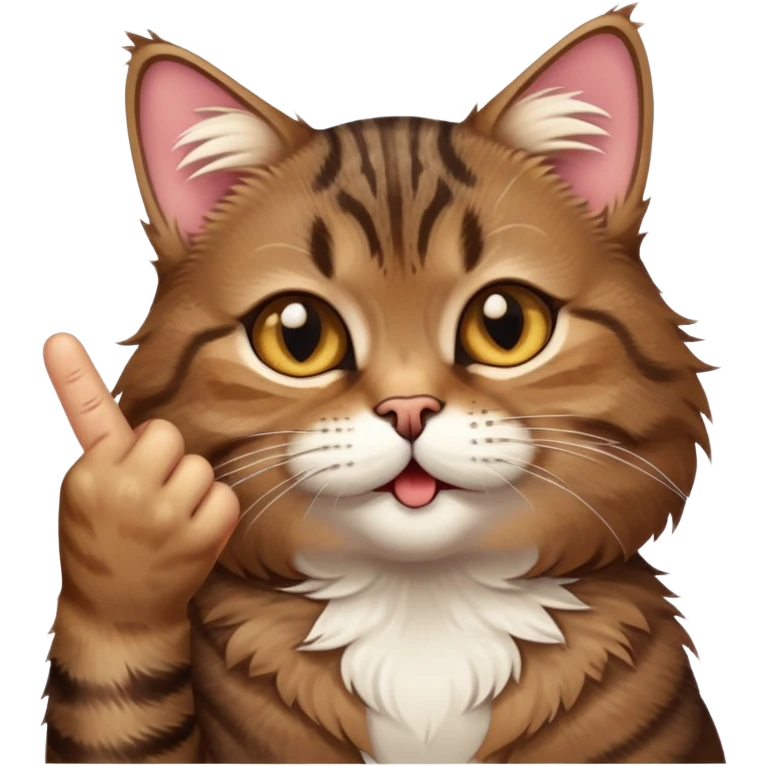 brown tabby cat with middle finger emoji