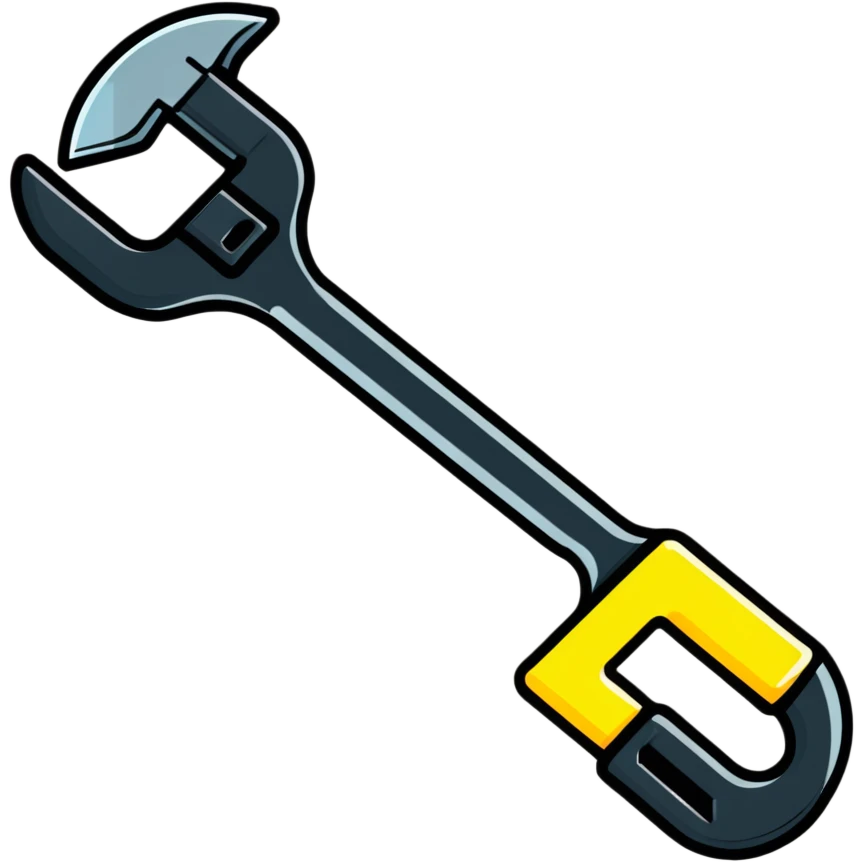 A wrench made of glowing digital code, binary numbers visible throughout the tool emoji