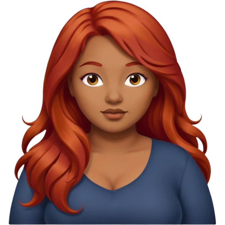 Plus size red hair brown face small eyes long hair emoji
