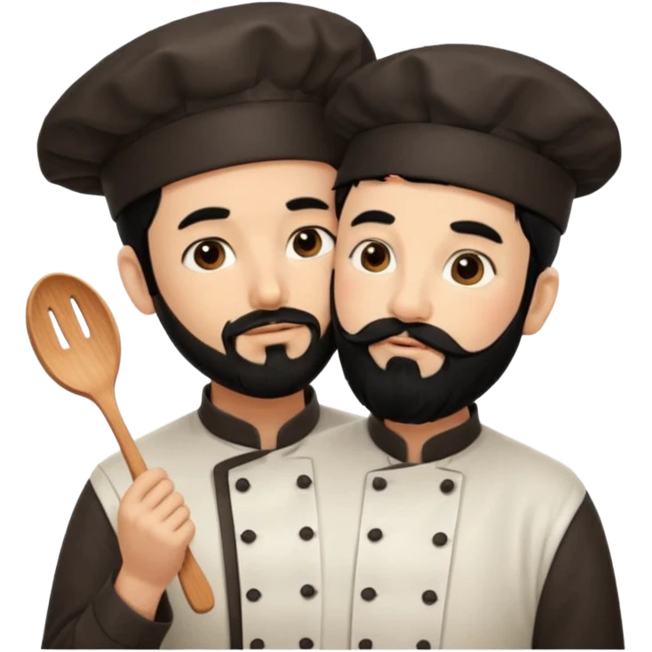 CHEF CON PELO NEGRO Y BARBA NEGRA, OJOS MARRON OSCURO QUE ES BESADO emoji