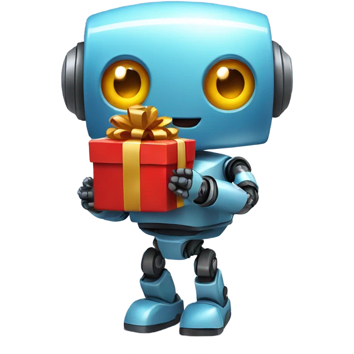cute robot holds a gift emoji