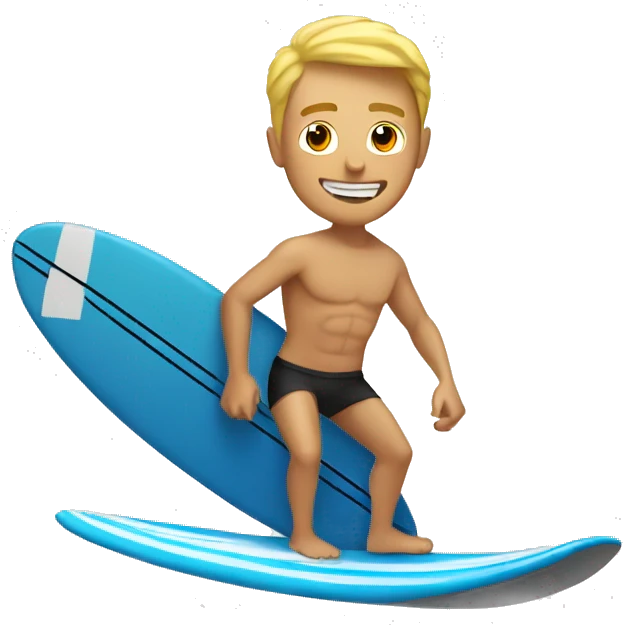 Blonde shirtless man surfing emoji