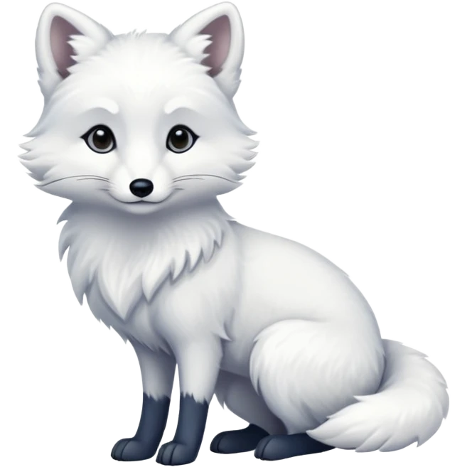 Realistic elegant lanky pretty Arctic Fox, full body emoji
