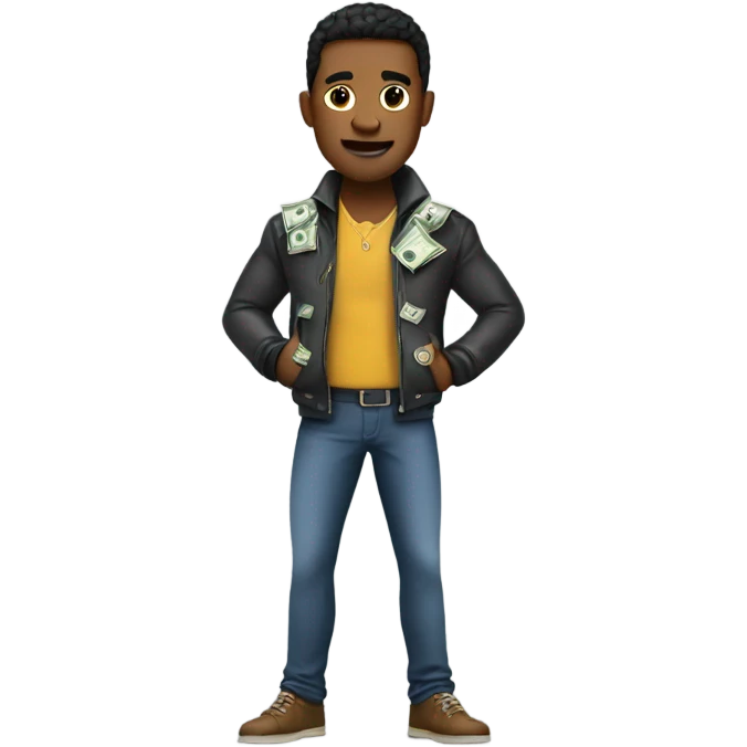 Guy with a money jacket who is jacked. emoji