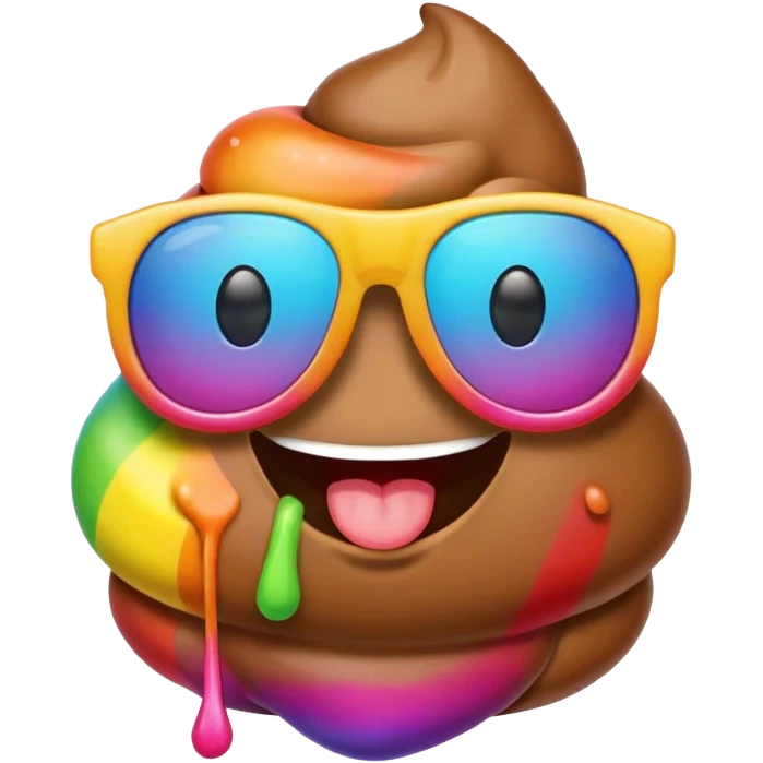 rainbow poop emoji with sunglasses emoji
