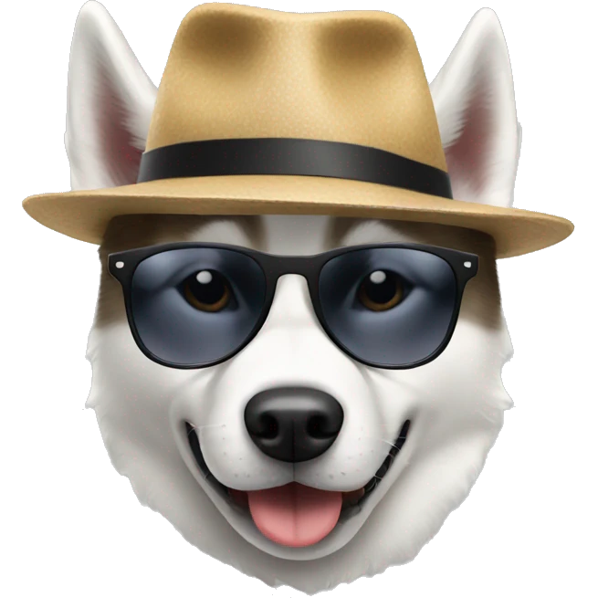 Husky Dog With Hat and sunglasses emoji