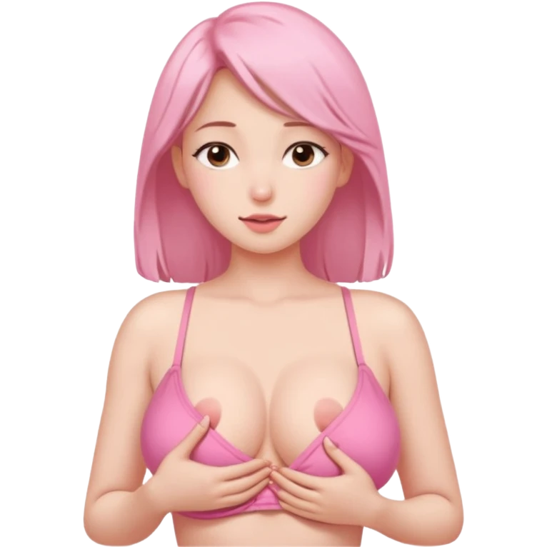 Girl doing this👉🏻👈🏻 while her really big boobs with pink nipples Exposed  without bra emoji