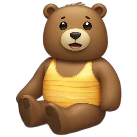 Bear in swimwear on a beach emoji