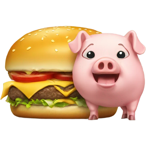 Cheeseburger eating pig  emoji