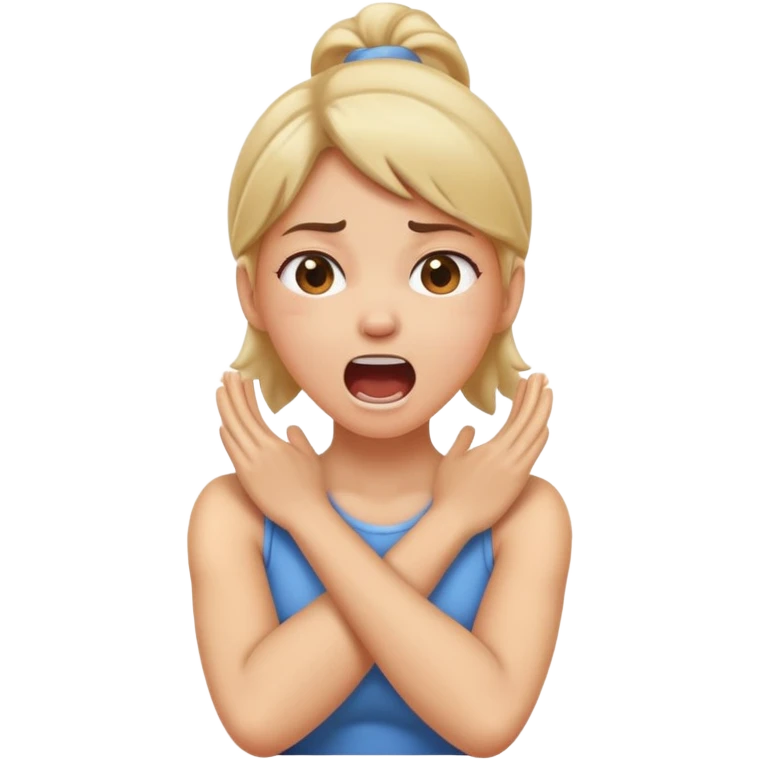 girl with arms crossed holding neck screaming emoji