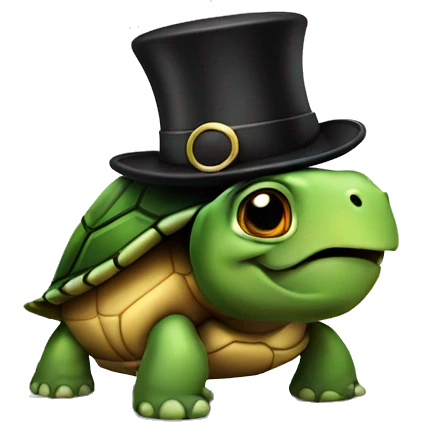 Turtle wearing a top hat emoji