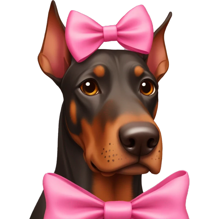 Red Doberman with pink bow emoji