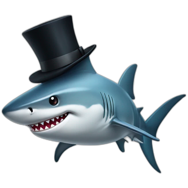 Shark with a top hat emoji