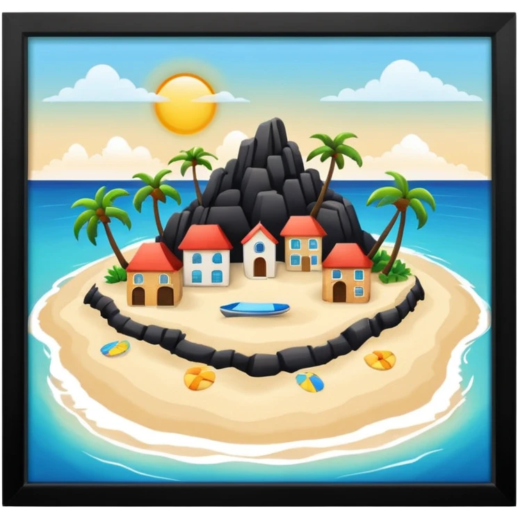 island  with a beach and infrastructure  emoji