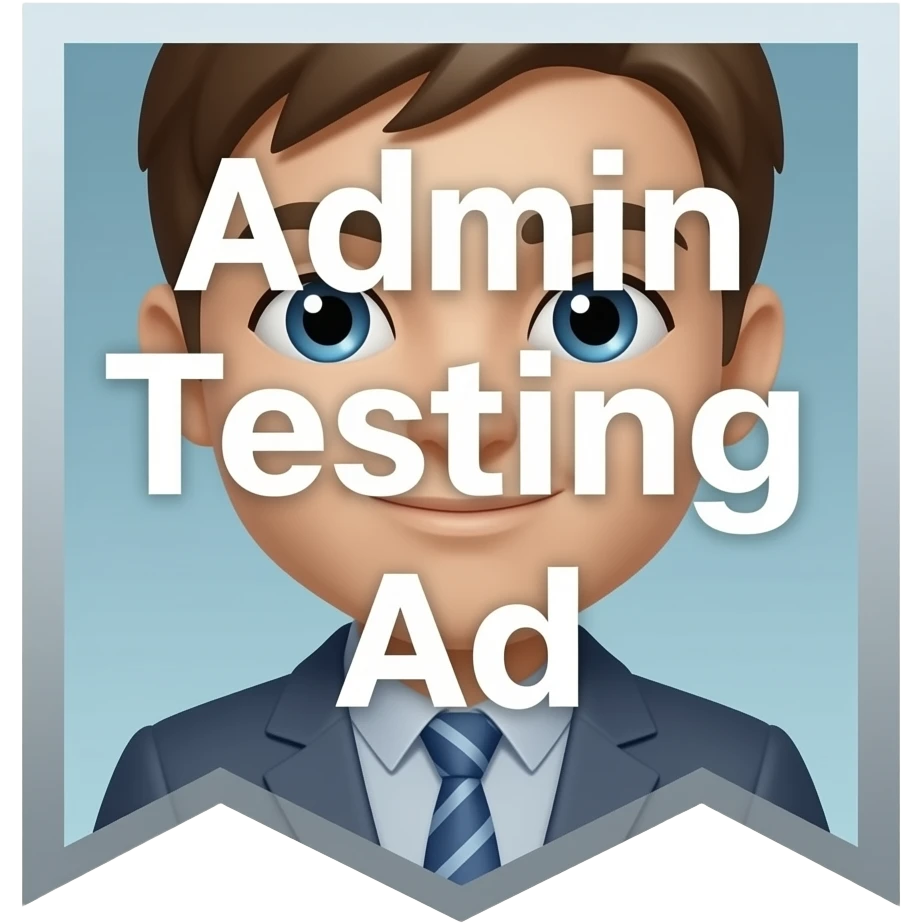 Banner with this text with picture: Admin Testing Ad emoji