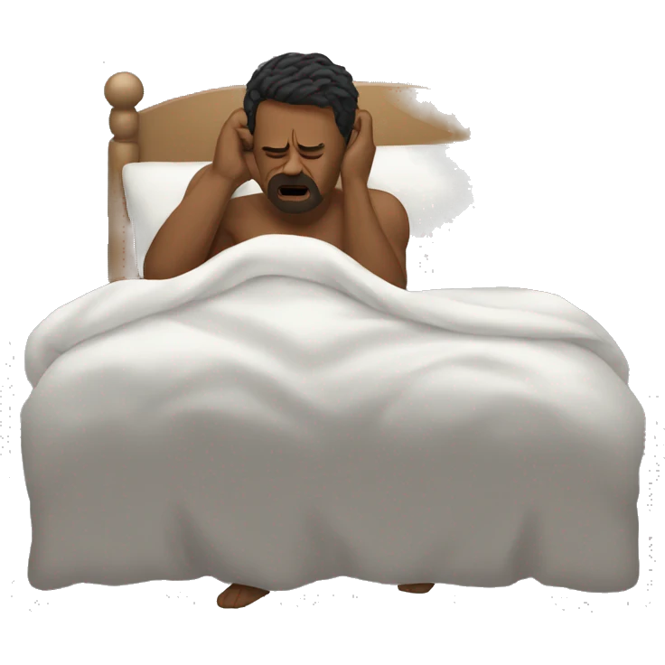 Man in bed crying emoji