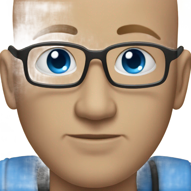 Bald man with blue eyes on a boat emoji