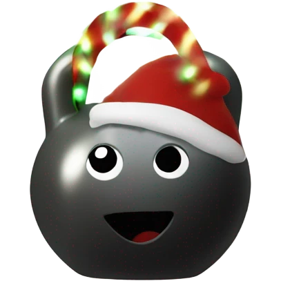 Christmas kettlebell with lights around kettlebell emoji