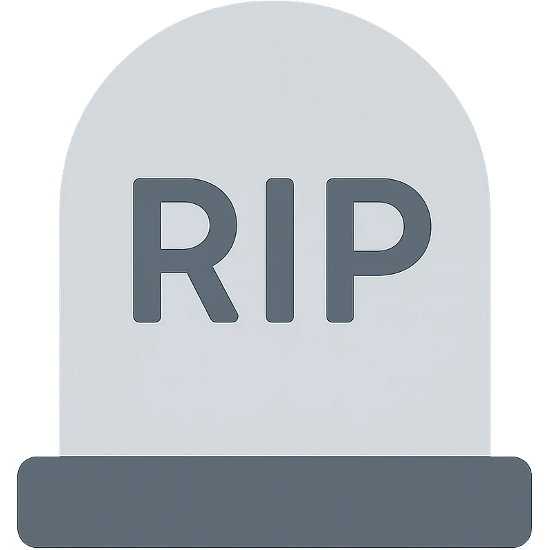 "RIP" gravestone  emoji