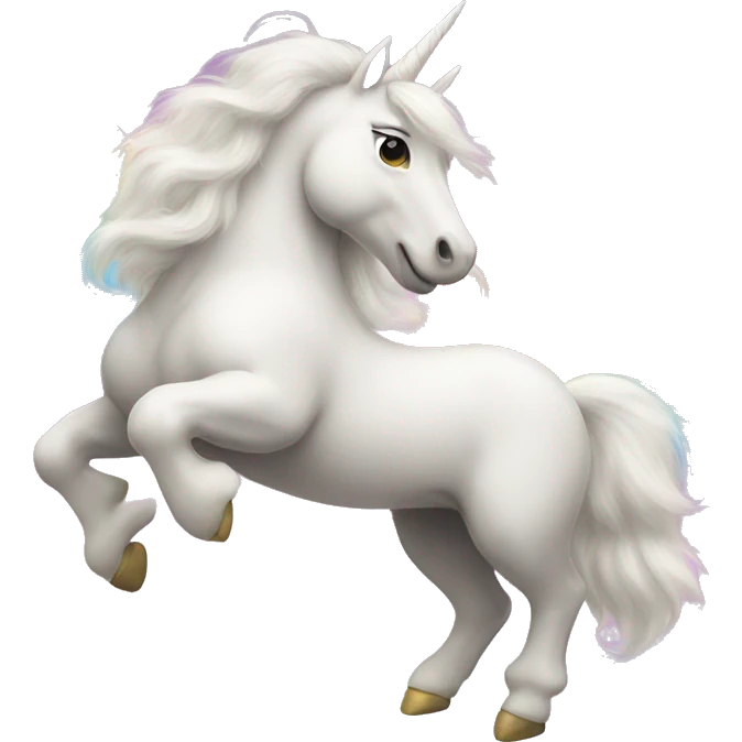 Fluffy unicorns dancing on rainbows emoji