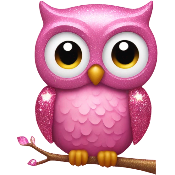 Pink owl with glitter emoji