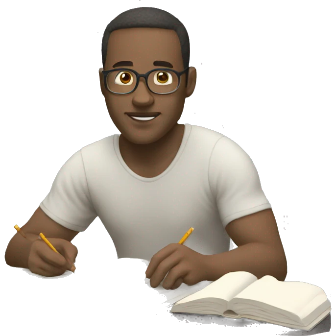 white man studying with a computer emoji