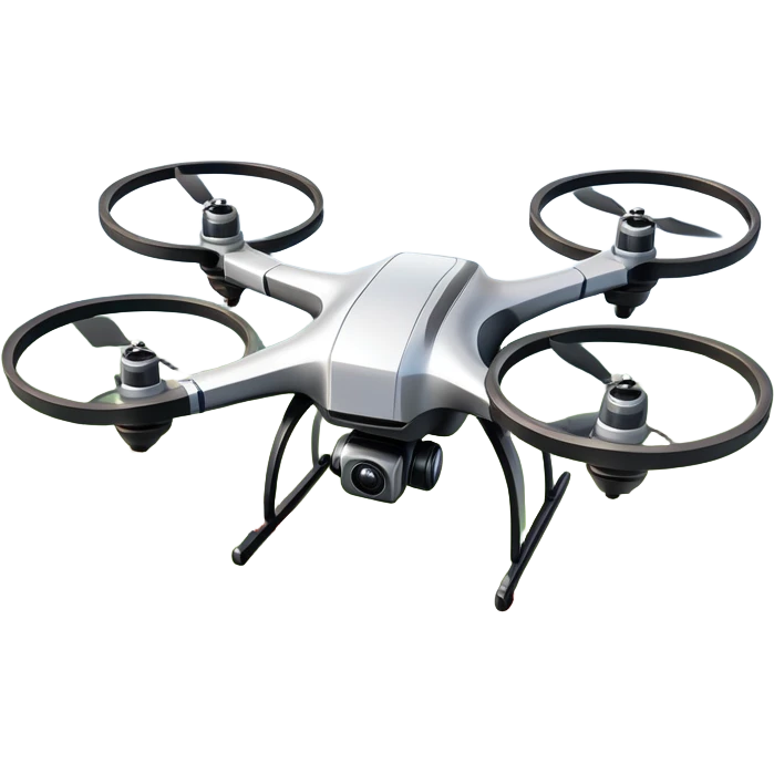 An icon showing a racing quadcopter drone in the foreground, flying at high speed through a course filled with obstacles and checkpoints. Other drones zoom in the background over a dynamic landscape. Transparent background highlights the thrill and precision of drone racing. emoji