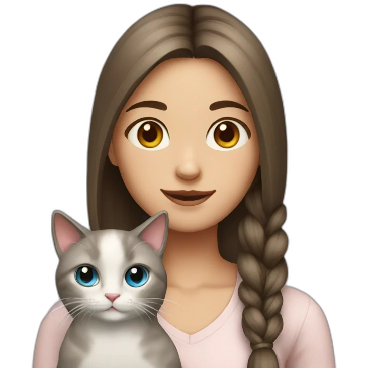 girl with ragdoll cat emoji