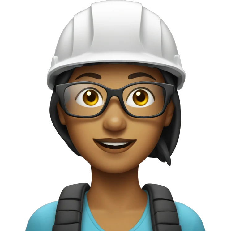 Young woman wearing a safety helmet, earplugs and glases  emoji