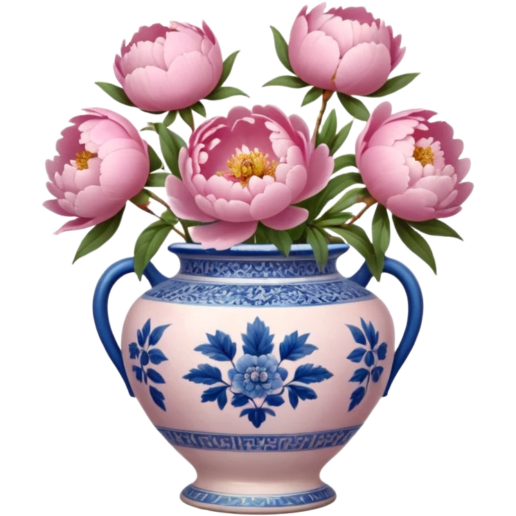 Pink peonies in a vintage vase emoji