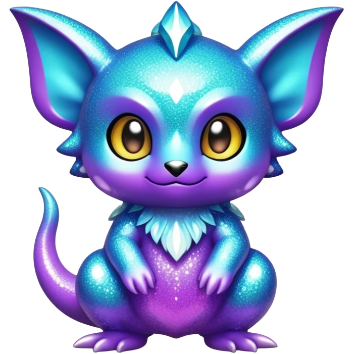 Randomly-colored sparkly exotic chibi Fakémon-creature emoji