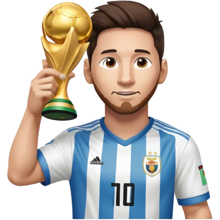 messi levantando la copa del mundo con auriculares gamer emoji