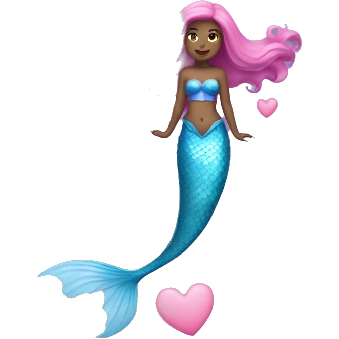 Blue mermaid with pink hearts emoji