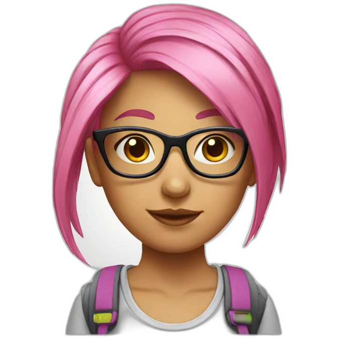 Nerd girl pink hair with glasses emoji