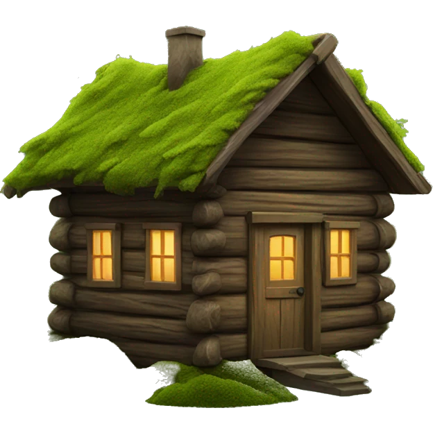 cabin with moss emoji
