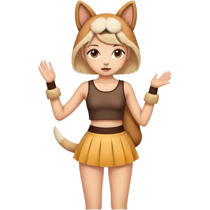 Girl dressed like a dog and in short skirt and top emoji