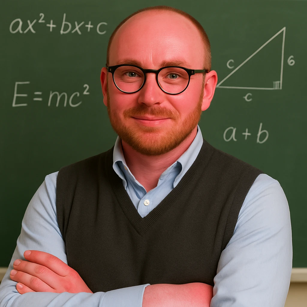 Make the skin much rosier while maintaining the original style of the professor with very short hair, receding hairline, thin beard, and glasses. emoji