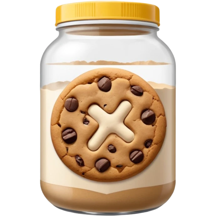 cookie protein powder jar labeled cookie picture icon emoji
