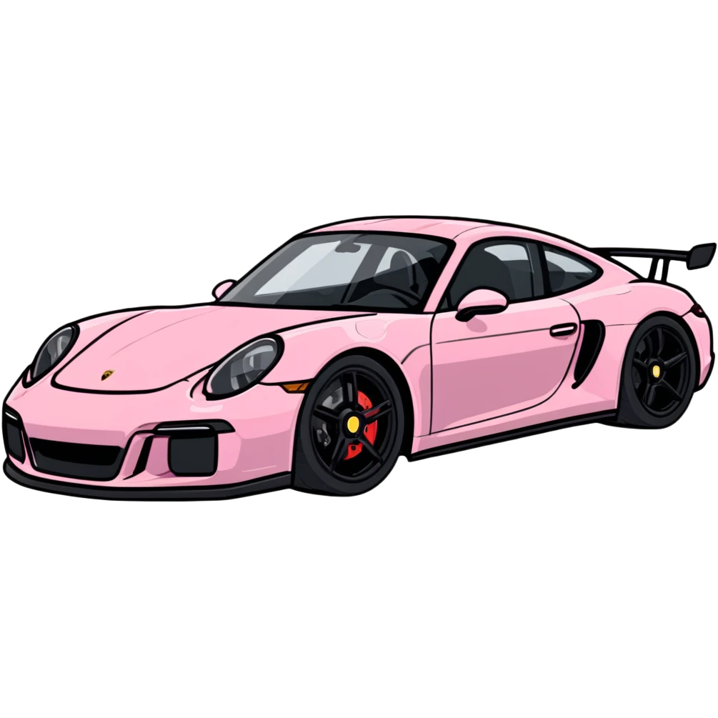 full view of a pink porsche sports car emoji