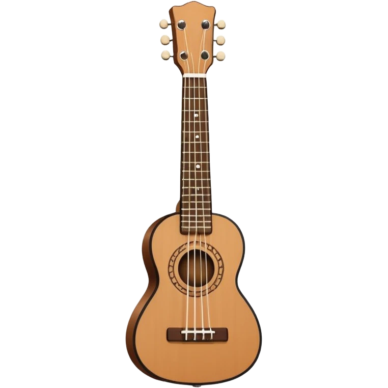 Minimalistic flat vector icon, iOS style, thin black contour on white background. Small ukulele guitar with four strings. Clean, no text, no shadows emoji