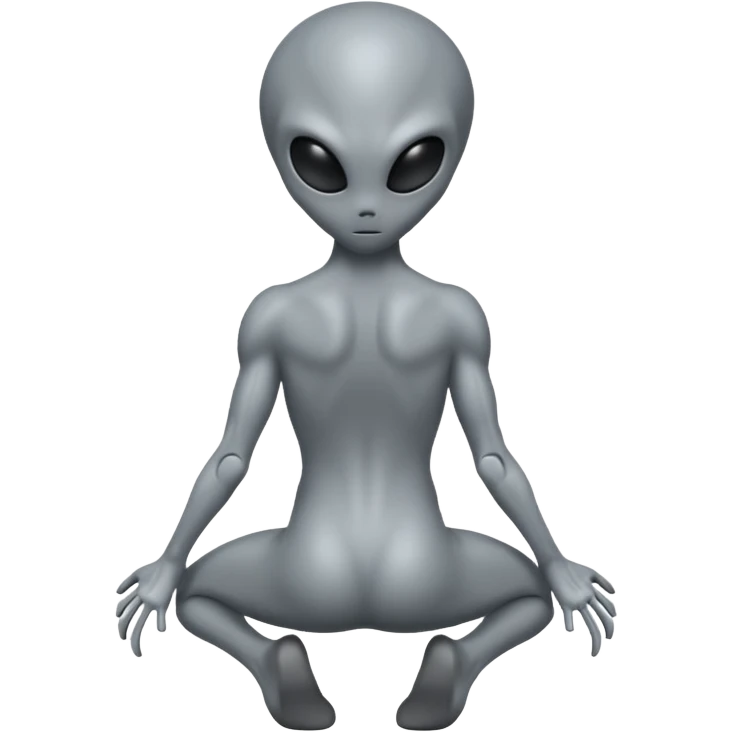 fullbody gray alien kneeling BACKVIEW emoji