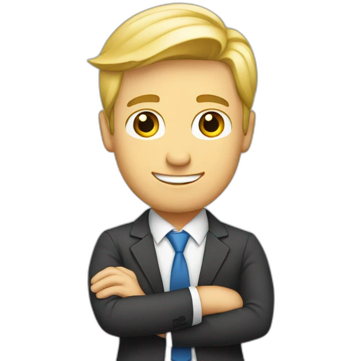 caucasian and blonde businessman crossing his arms proudly emoji