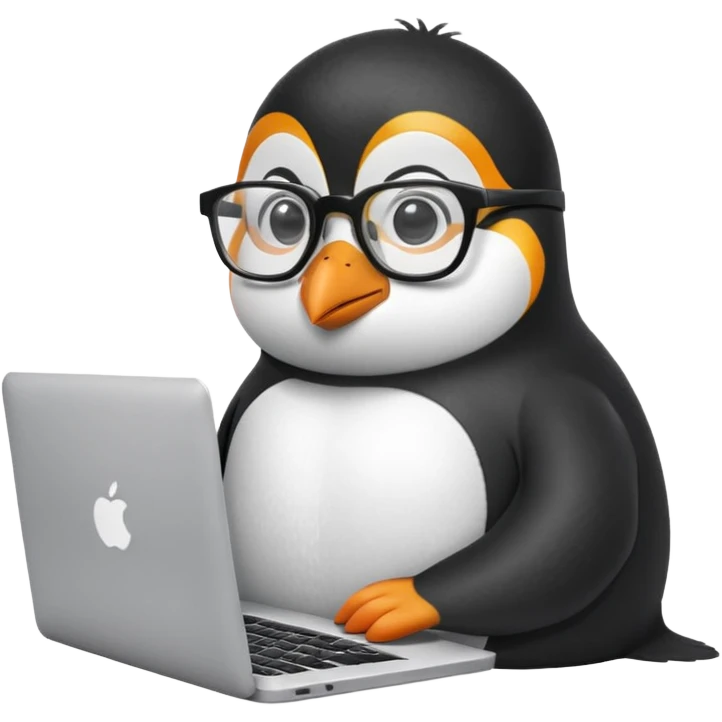 Penguin working on a MacBook emoji
