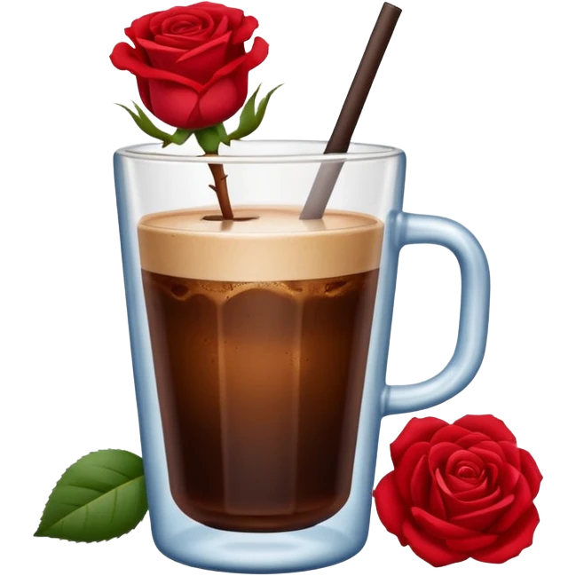 Cold brew coffee with roses denim red mini small size glas emoji