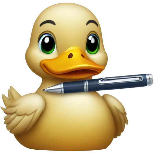 duck holding pen emoji
