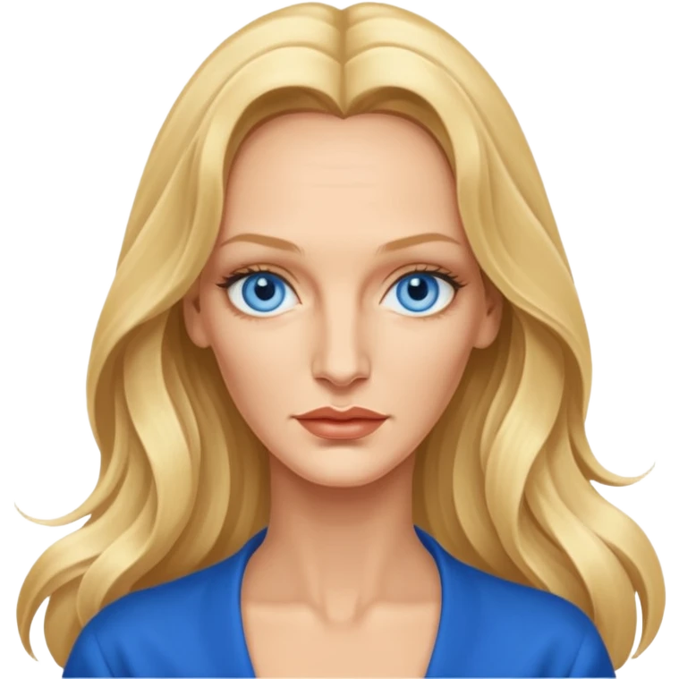 Uma Thurman with blue eyes, long hair emoji