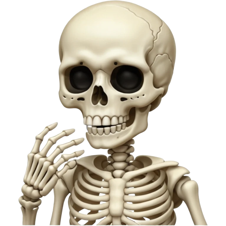 Squelette qui mes sont doigts devant la bouche  emoji