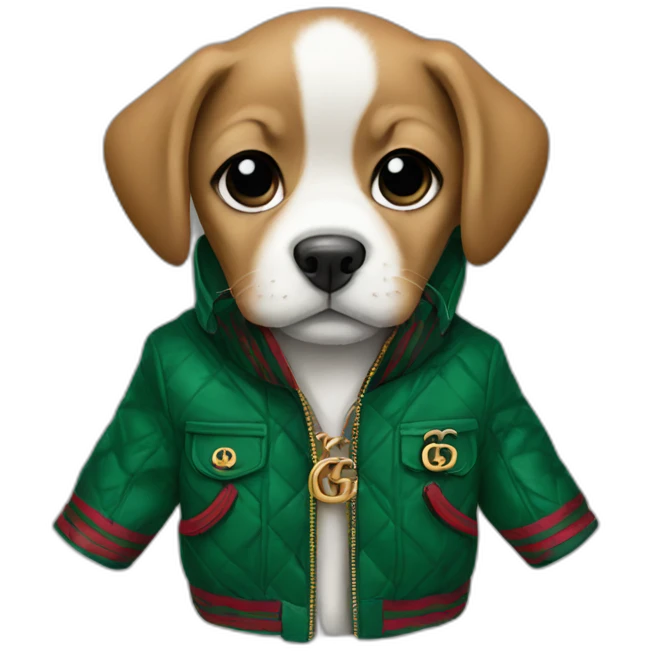 puppy in a Gucci jacket emoji