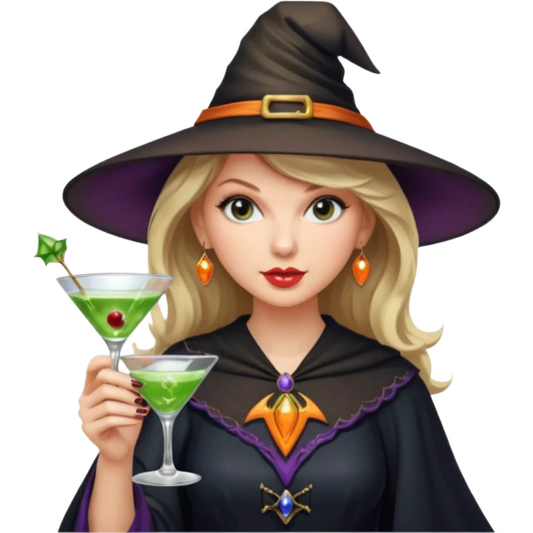 Taylor Swift as a witch with a martini glass emoji