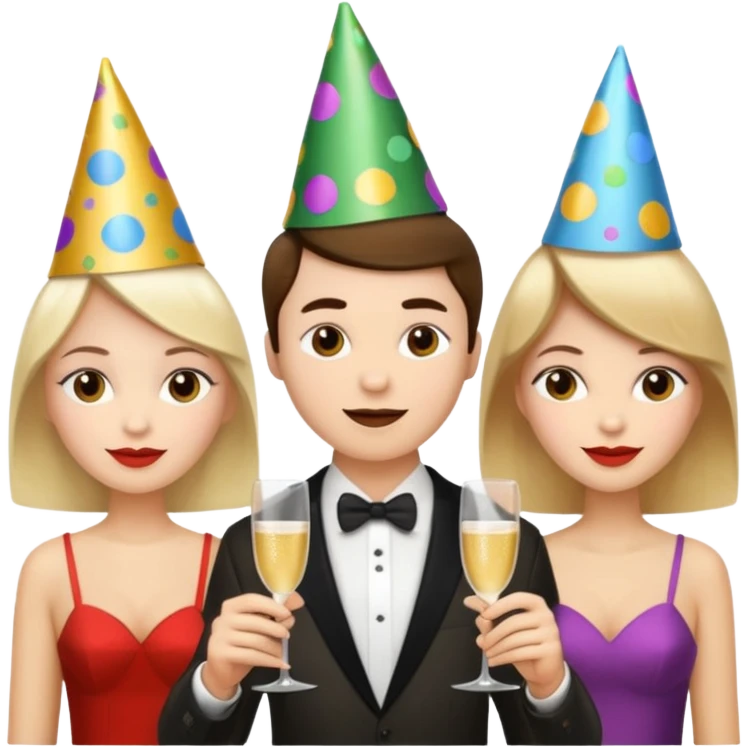 strong team of 3 partying together emoji